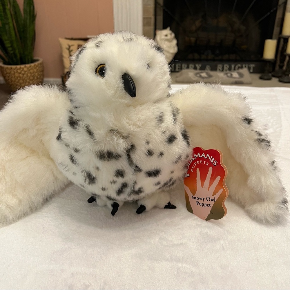 Folkmanis Snowy Owl Hand Puppet with a Swivel Head